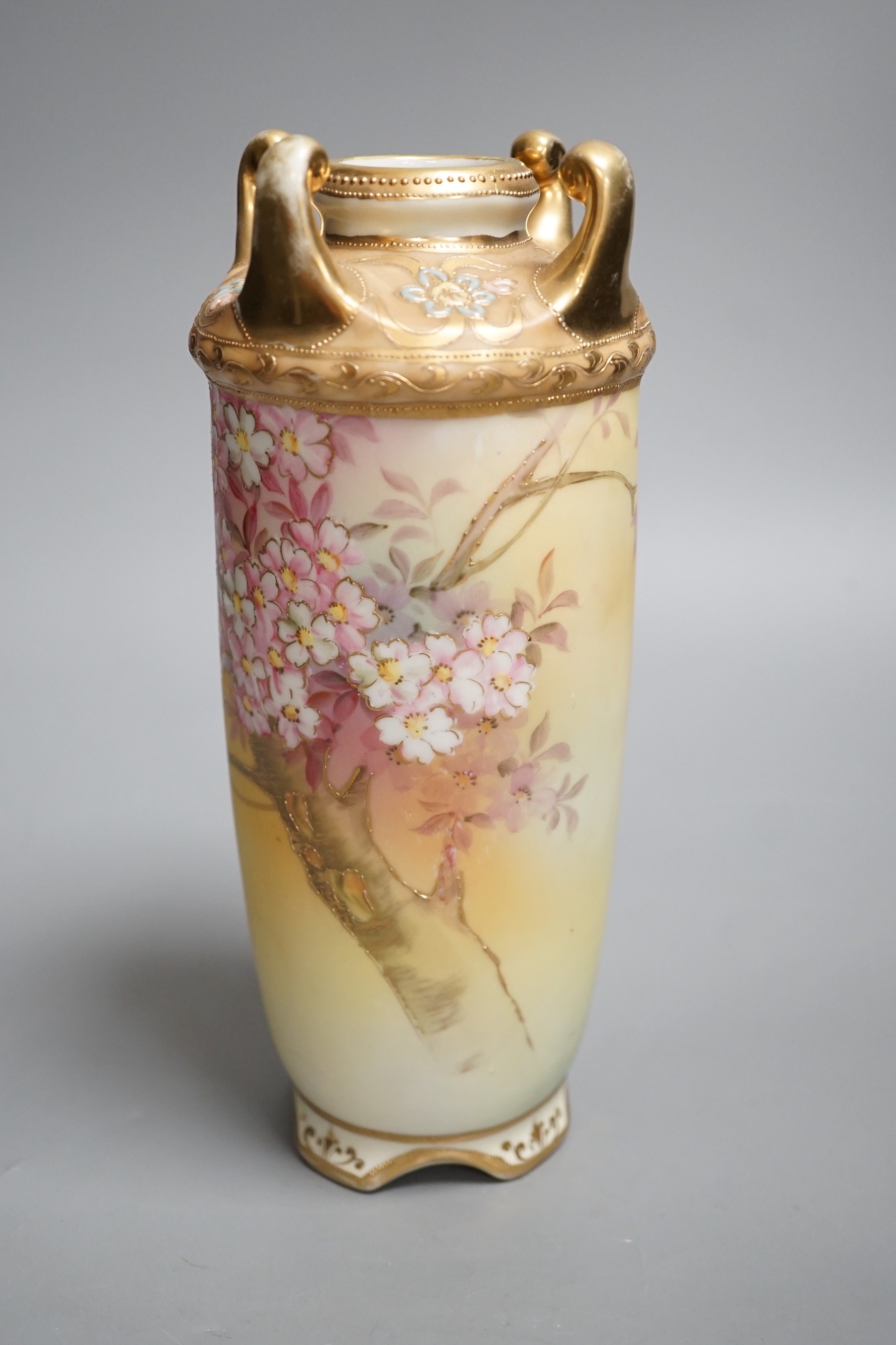 A Noritake floral vase, 23.5cm high